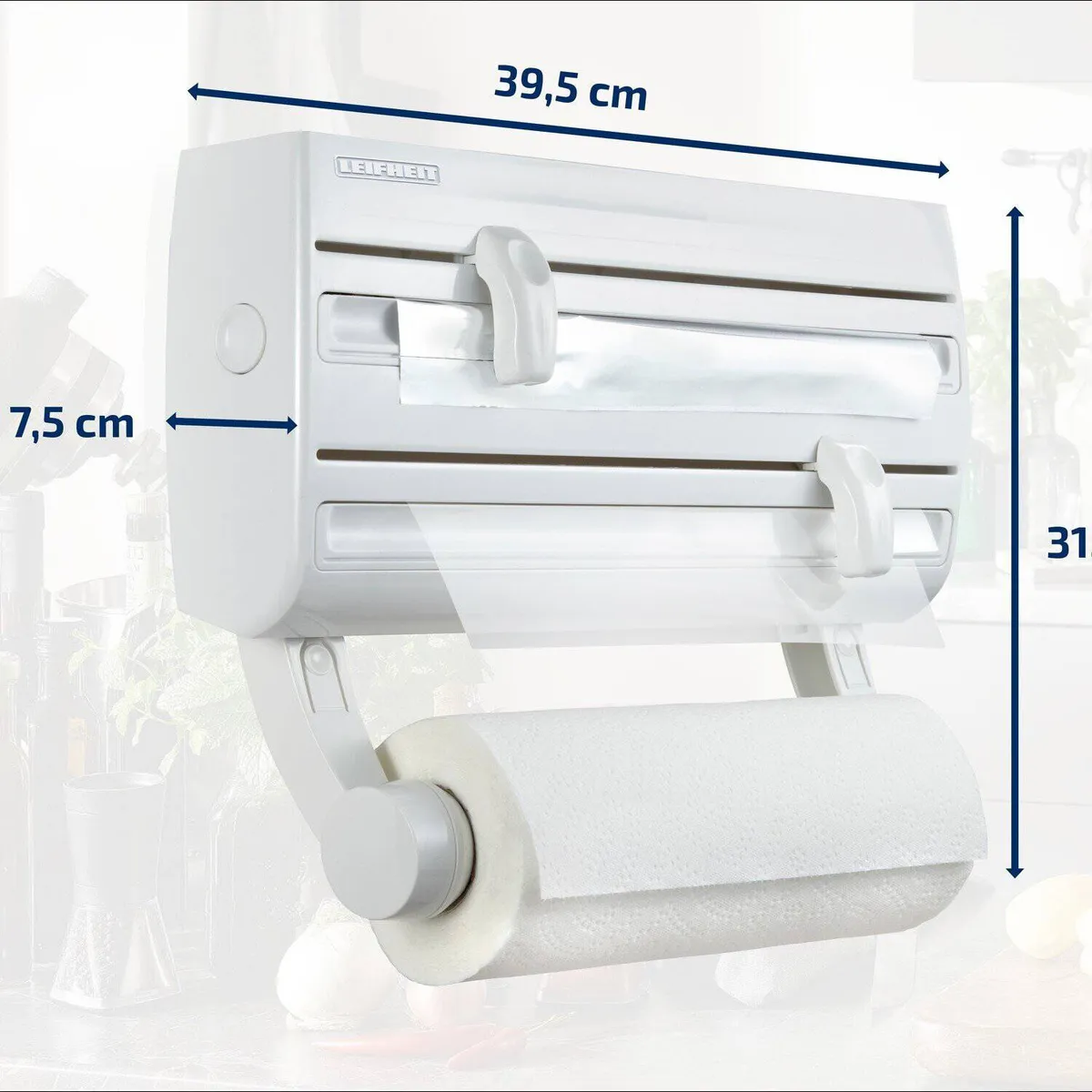 LEIFHEIT - Porta rollo alusa y papel de ancho mayor