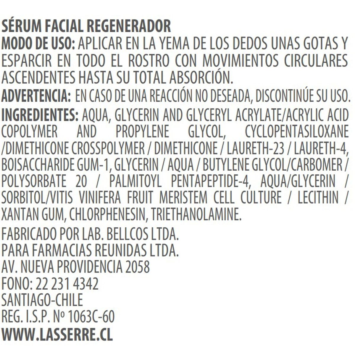 LASSERRE COSMETIQUE - Sérum Facial Regenerador 30 ml Lasserre Cosmétique