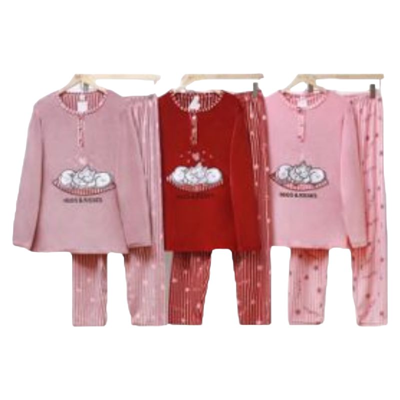 MEDIA LUNA - Pijama Mujer Plush Diseño Gatitos Domilones