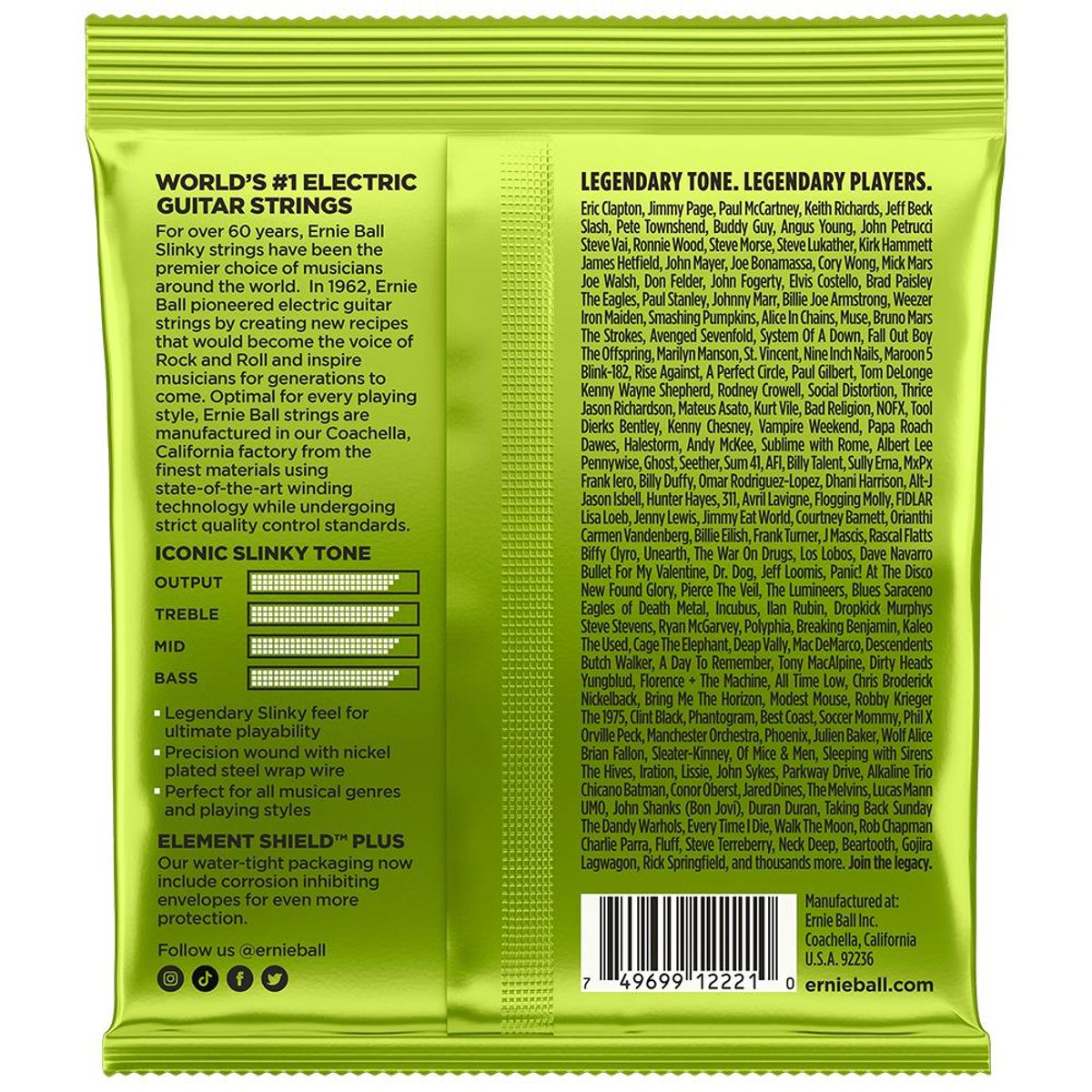 ERNIE BALL - Cuerdas Guitarra Eléctrica Ernie Ball P02221 - 10-46