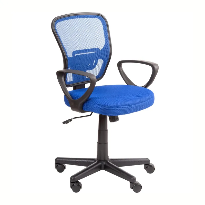 SM - Silla de oficina Lyon azul brazos fijos