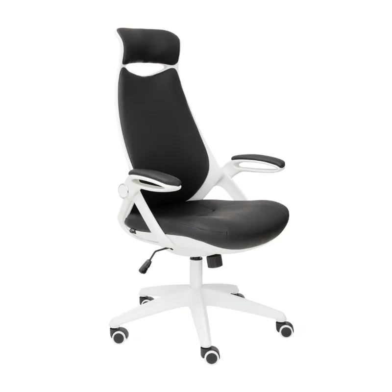 SM - Silla de oficina Versalles blanco y ecocuero