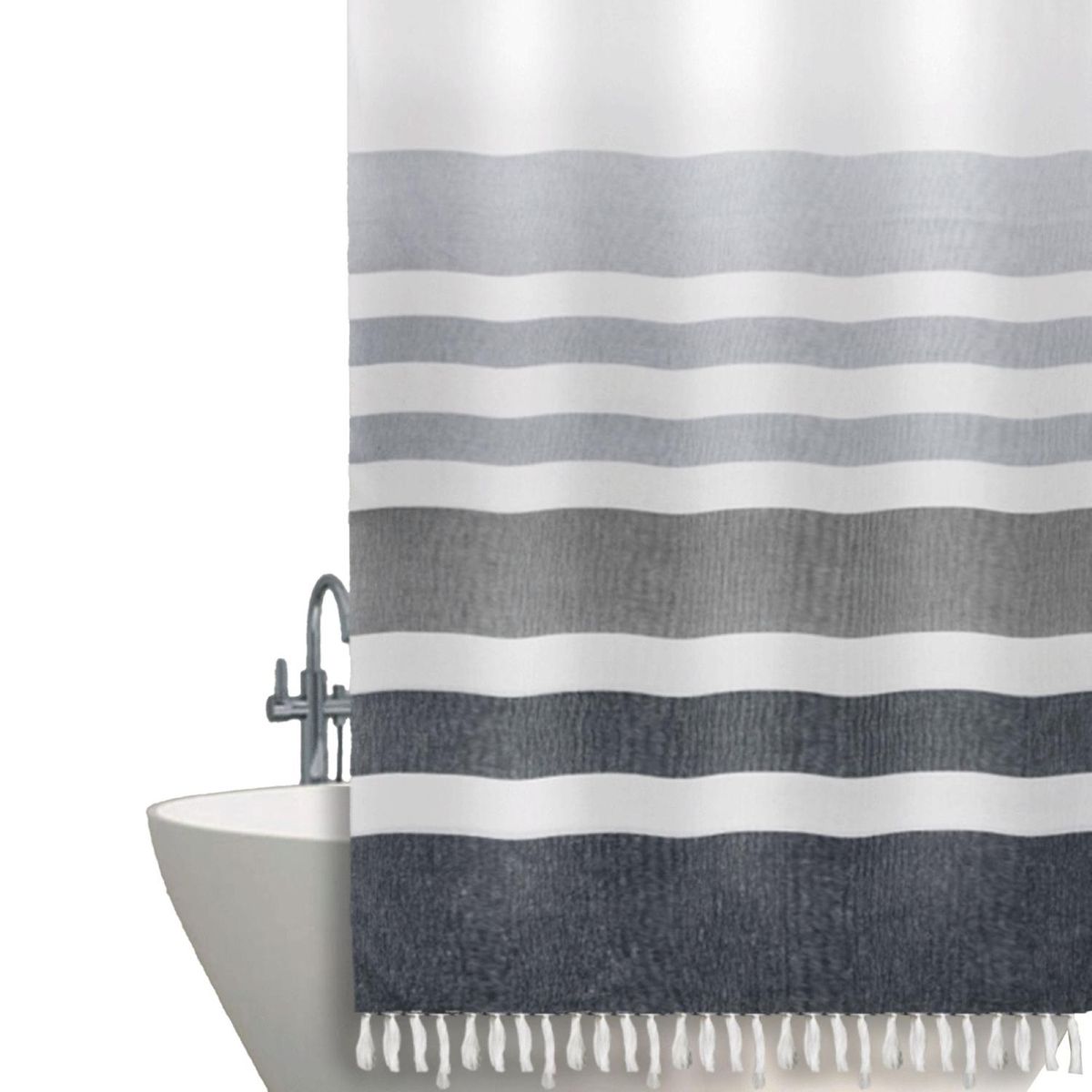 DECO EXPRESS - Cortina Baño Algodon Marinera Black