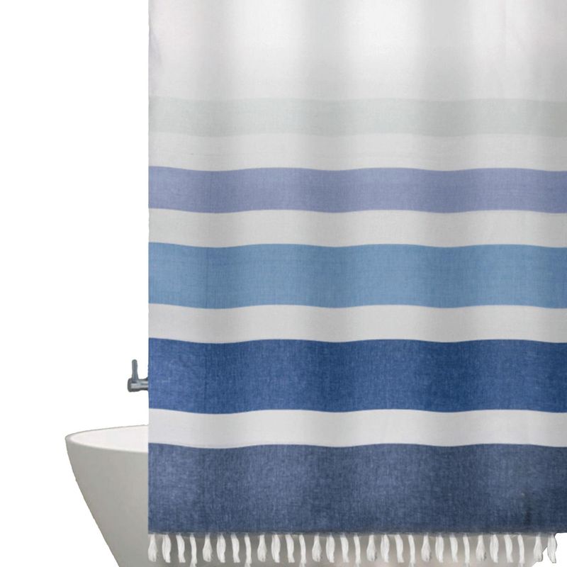 DECO EXPRESS - Cortina Baño Algodon Marinera Azul