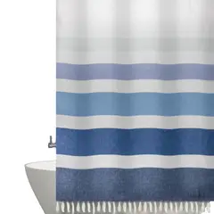DECO EXPRESS - Cortina Baño Algodon Marinera Azul