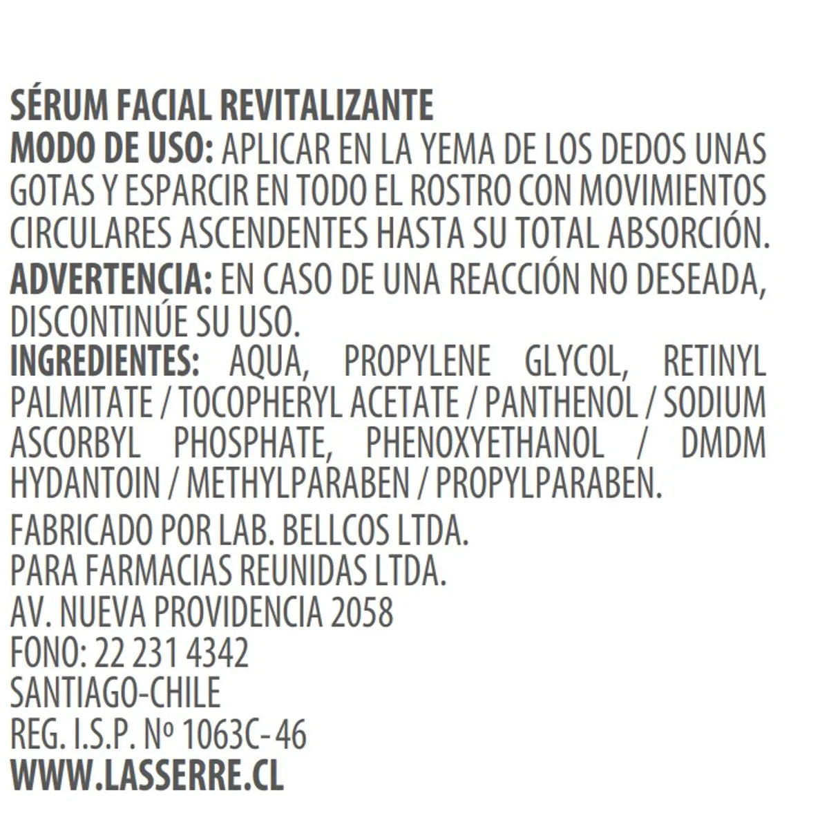 LASSERRE COSMETIQUE - Sérum Facial Revitalizante 30 ml Lasserre Cosmétique.-