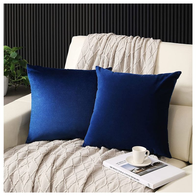 GENERICO - Pack 4 Unidades de Fundas Decorativas Para Cojines Azul Oscuro