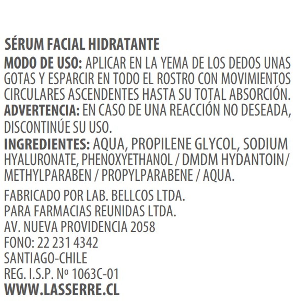 LASSERRE COSMETIQUE - Sérum Facial Hidratante Hialurónico 15 ml Lasserre Cosmétique