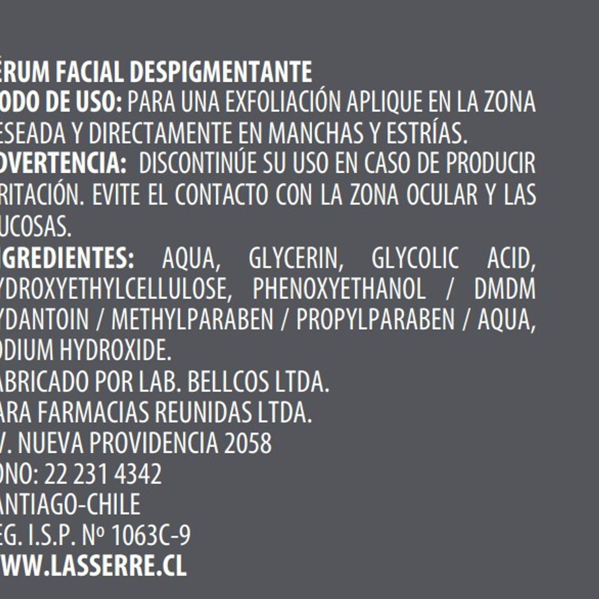 LASSERRE COSMETIQUE - Sérum Facial Despigmentante Glicólico 5% 15 ml Lasserre Cosmétique