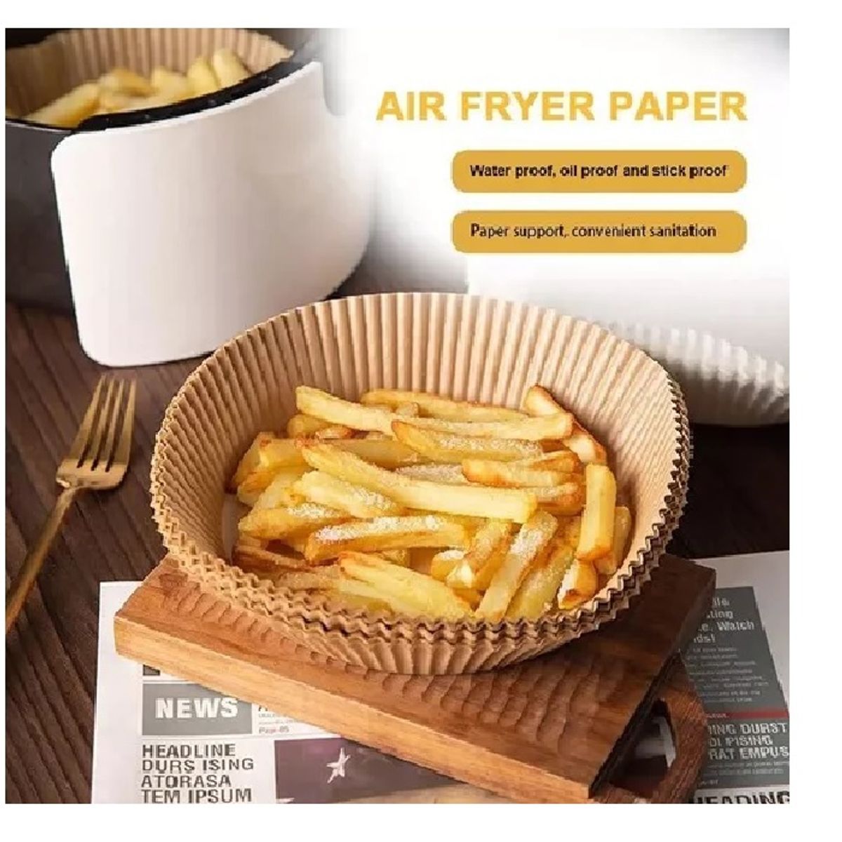 GENERICO - Forros Desechables Antiadherente Freidora 100 Pcs Air Fryer