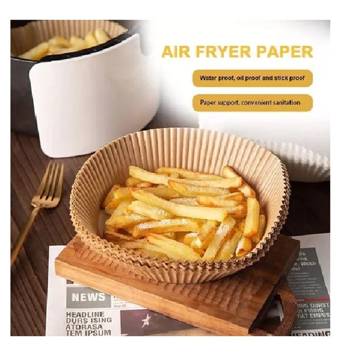 GENERICO - Forros Desechables Antiadherente Freidora 100 Pcs Air Fryer