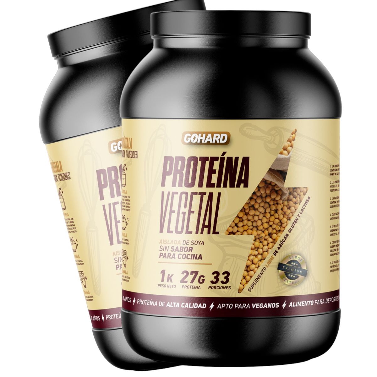 GOHARD - PACK PROTEINAS GOHARD 2KG EN TOTAL 66SV SIN SABOR