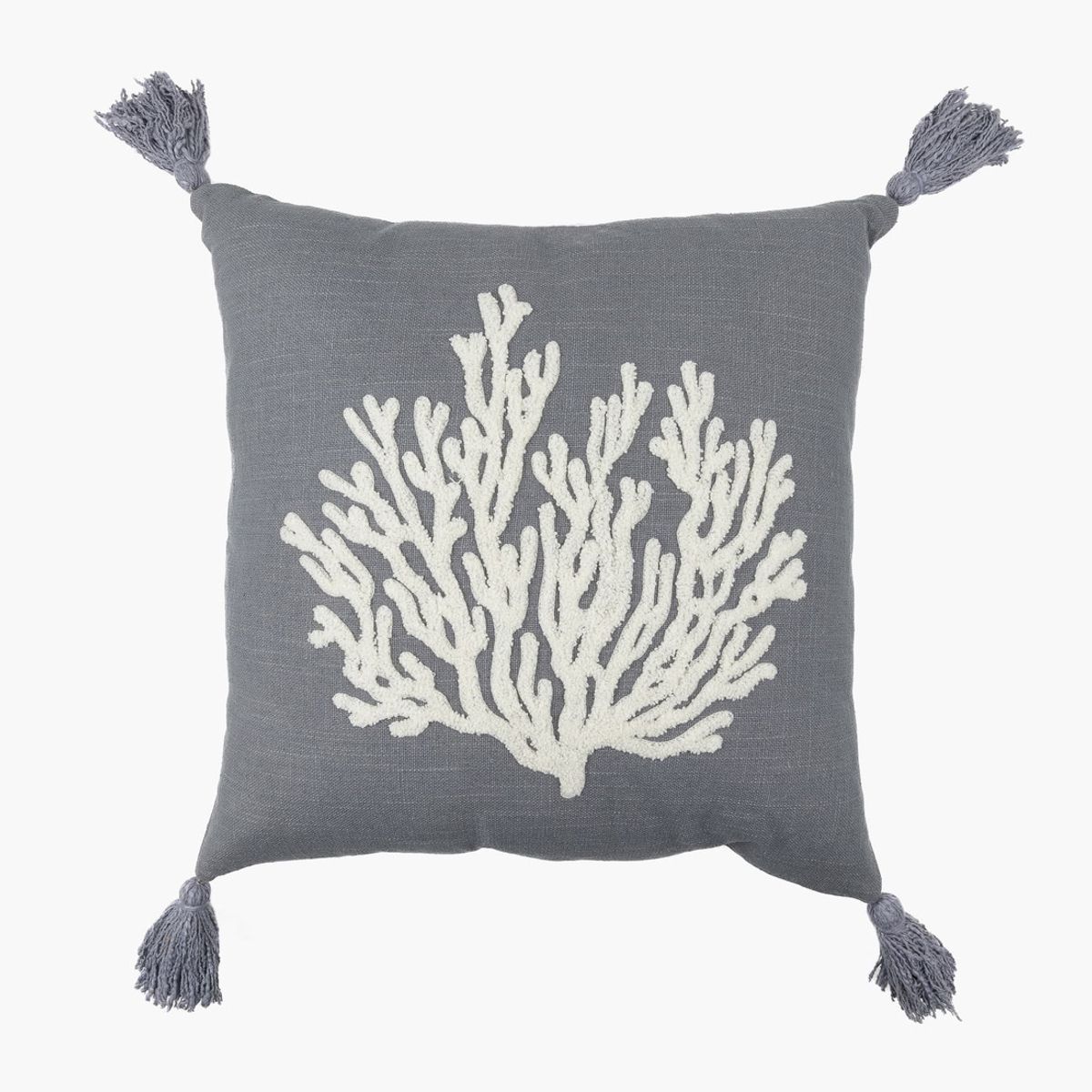 LOUNGE - Cojín Algodón Detalle Pino 45 X 45 Cm Azul LOUNGE