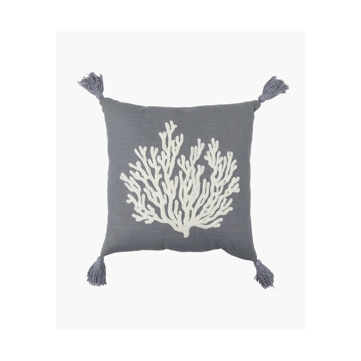 LOUNGE - Cojín Algodón Detalle Pino 45 X 45 Cm Azul LOUNGE