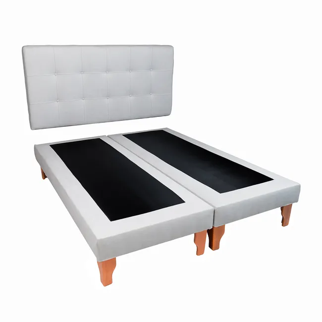 MUEBLES NEW - CAMA DOS PLAZA GRIS LINO.