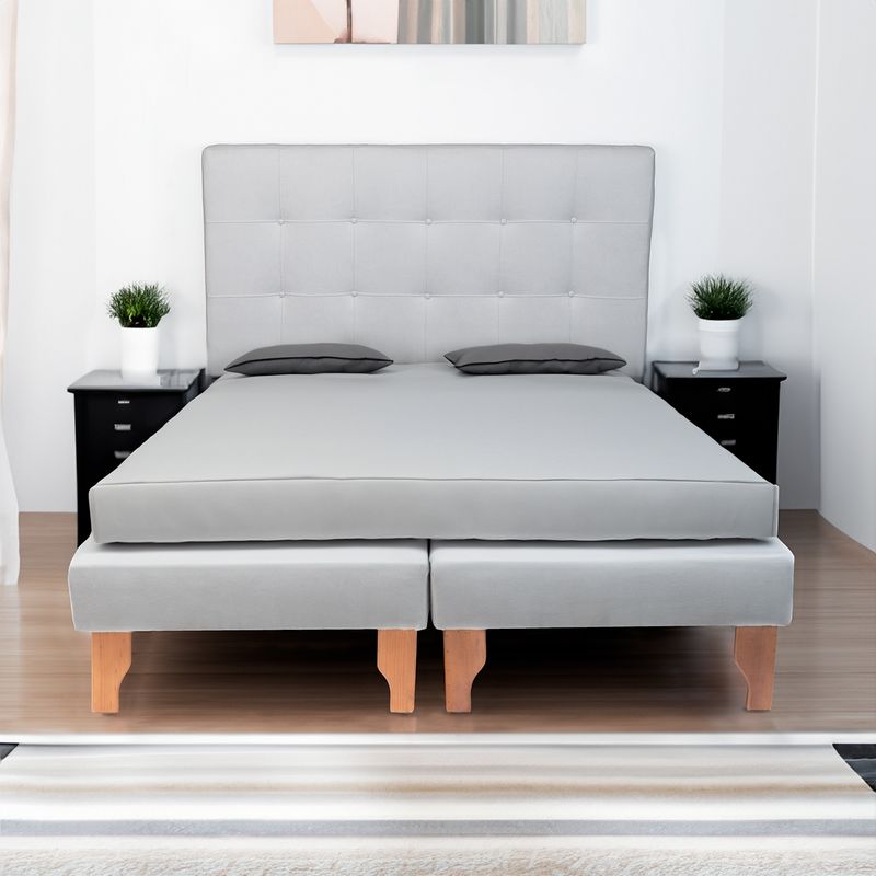 MUEBLES NEW - CAMA DOS PLAZA GRIS LINO