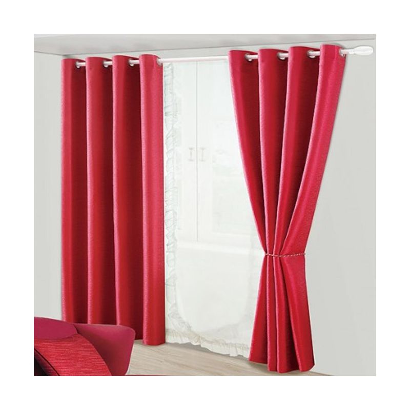 DORAL - Set De Cortina Blackout 2 Paños Argollas 8 Piezas Rojo Isidora Doral