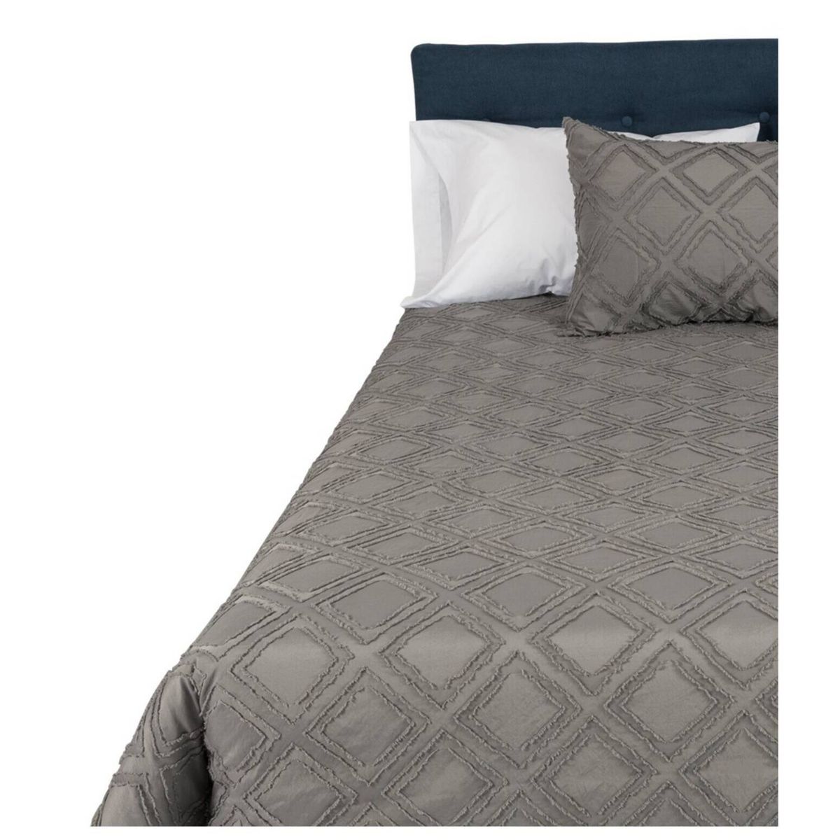 CITADELLE - Funda de plumón Orleans Gris rombo flequillo, 1,5 Plazas