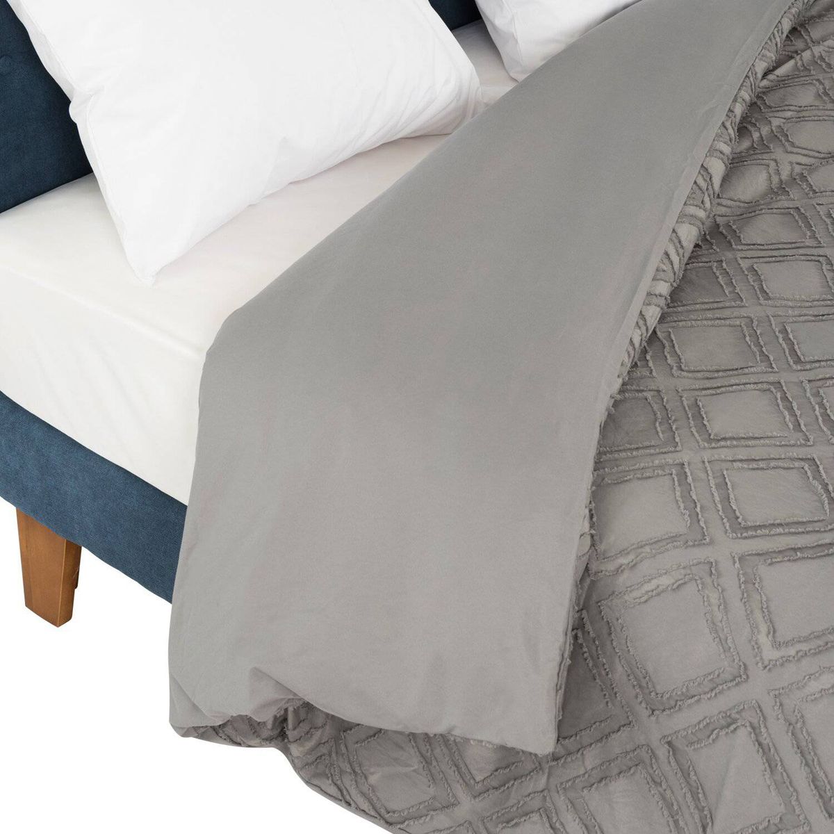 CITADELLE - Funda de plumón Orleans Gris rombo flequillo, 1,5 Plazas