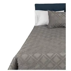 CITADELLE - Funda de plumón Orleans Gris rombo flequillo Super King