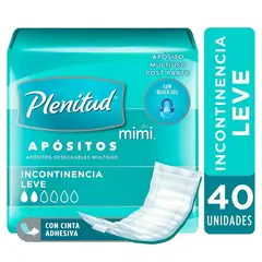 PLENITUD - Apósito Incontinencia Leve 1 Paquete 40 unidades