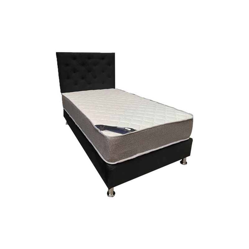 MUEBLES HVM - Cama HVM 1 plaza Negro Pmetal