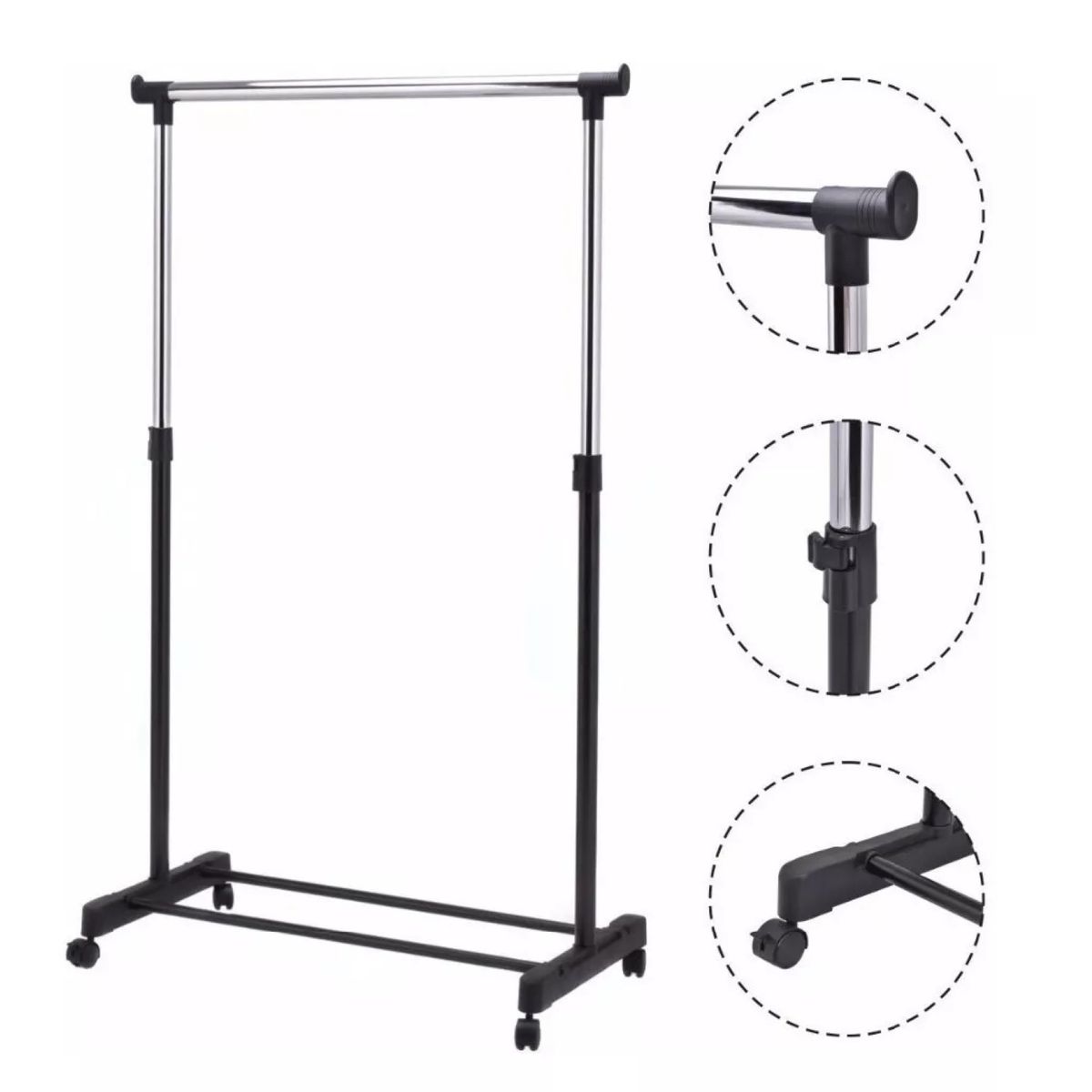 LUMAX - Perchero Simple Portatil y Extensible Con Ruedas