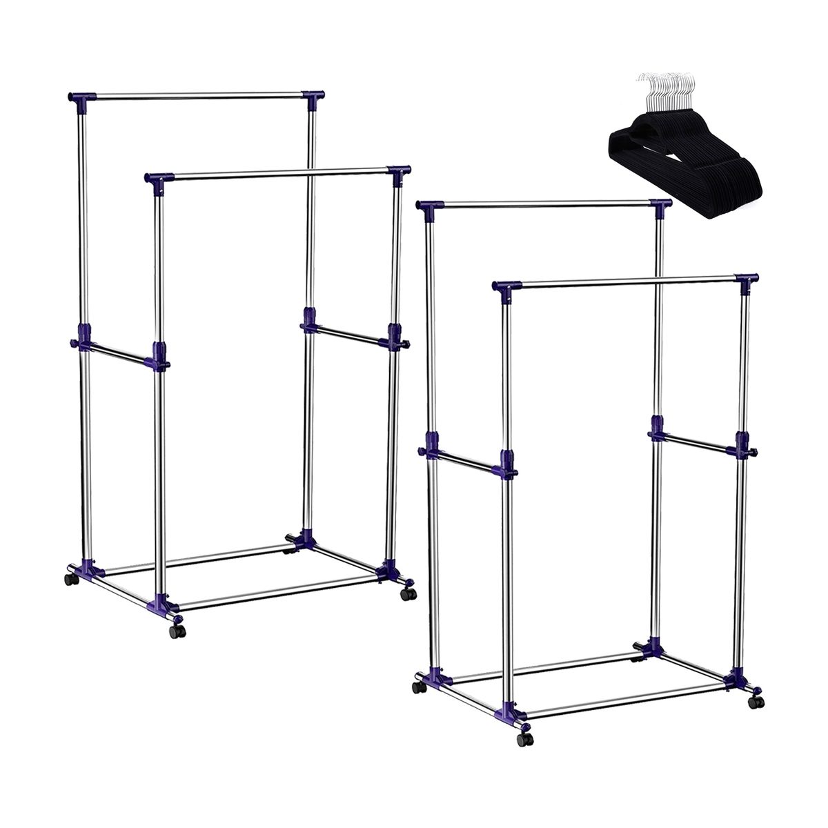 LUMAX - Pack 2 Perchero Doble Portatil + 20 Colgadores