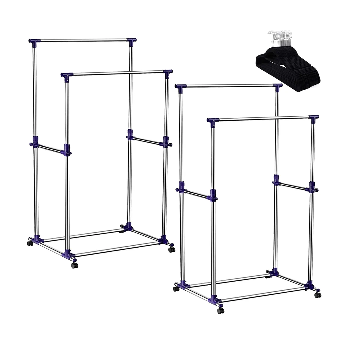 LUMAX - Pack 2 Perchero Doble Portatil + 20 Colgadores