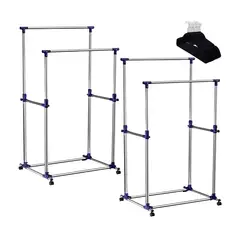 LUMAX - Pack 2 Perchero Doble Portatil + 20 Colgadores.