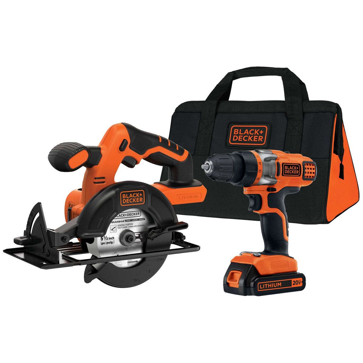 BLACK+DECKER - Kit Taladro Atornillador + Sierra Circular 20V BLACK+DECKER