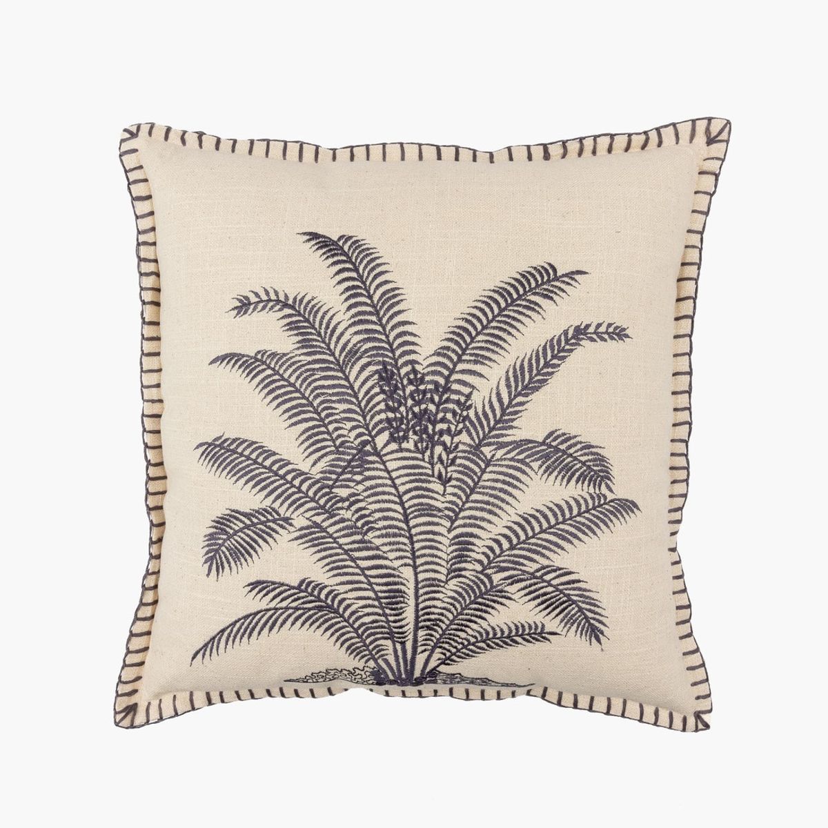 LOUNGE - Funda Cojín Algodón Palmera Bordada 45 X 45 Cm Beige LOUNGE