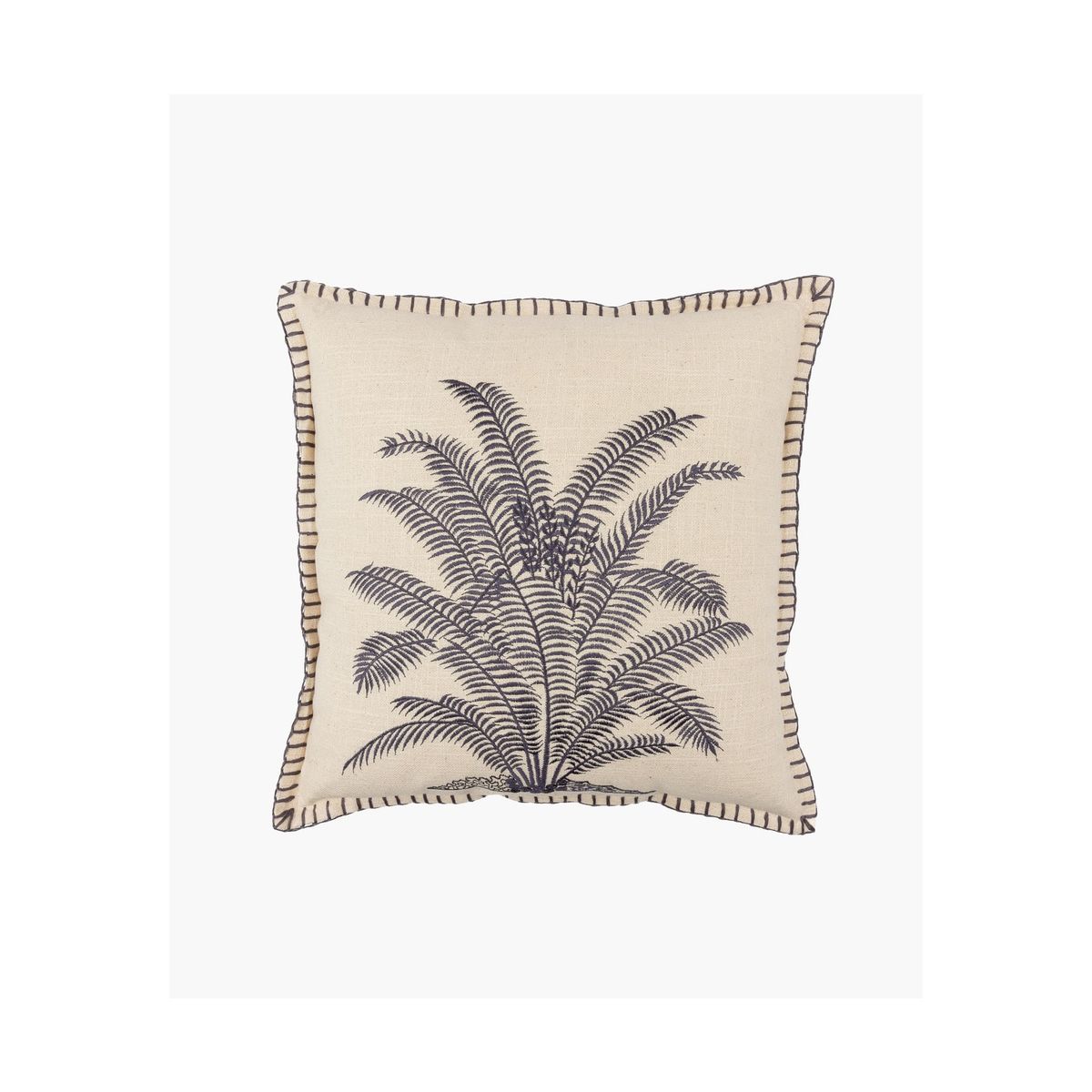LOUNGE - Funda Cojín Algodón Palmera Bordada 45 X 45 Cm Beige LOUNGE