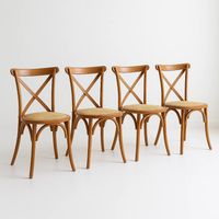 Pack de 4 Sillas Crossback Madera Rattan Natural