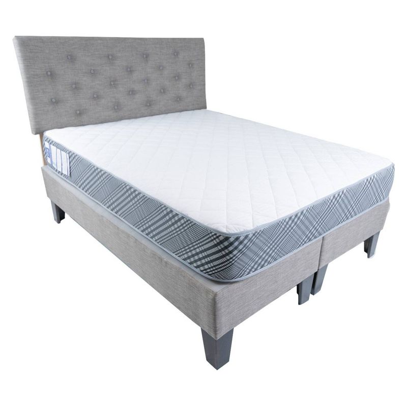MUEBLES HVM - Cama HVM Full Gris Lino Pmadera
