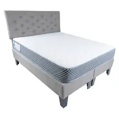 MUEBLES HVM - Cama HVM Full Gris Lino Pmadera