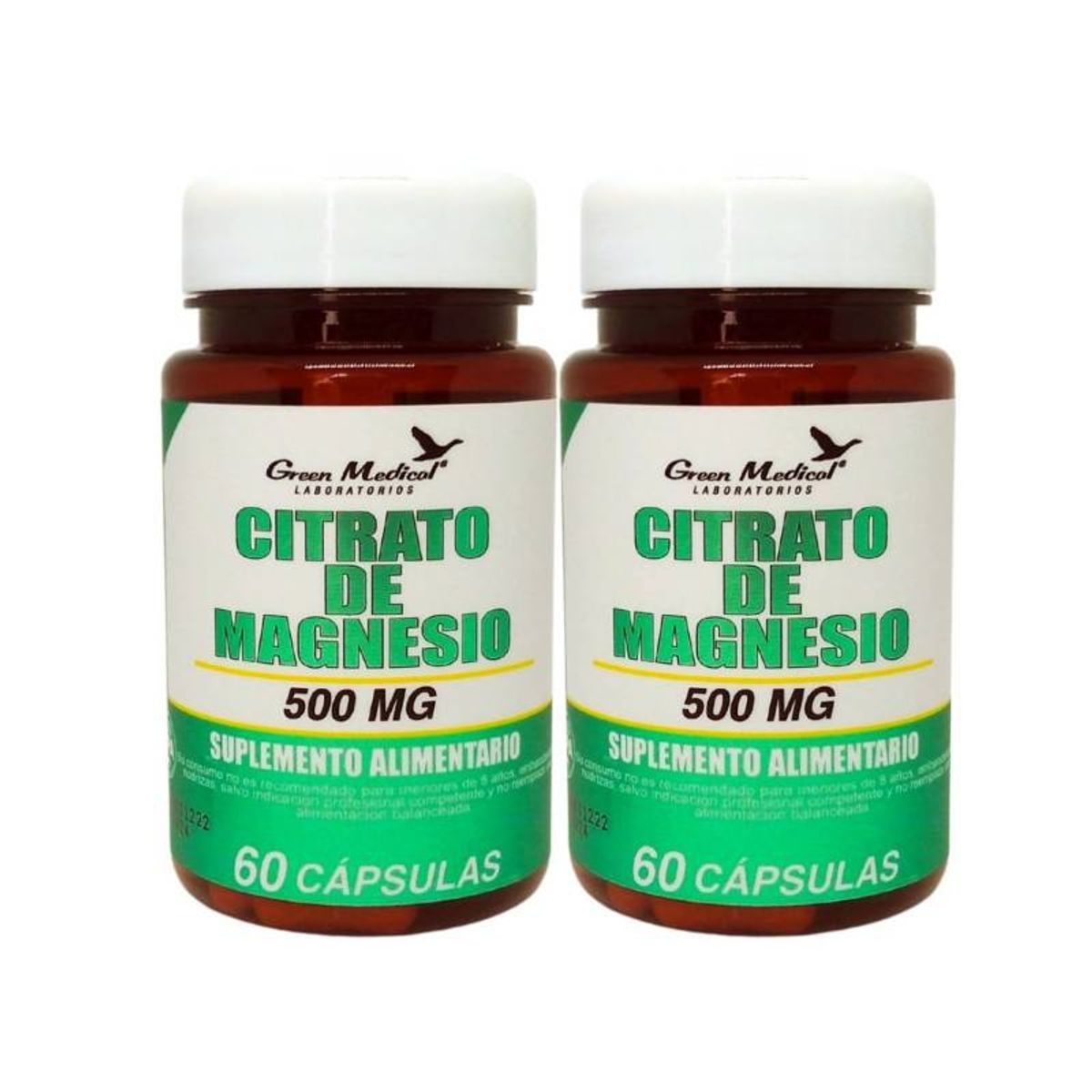 GREEN MEDICAL - Citrato De Magnesio 60 Capsulas 500mg. Green Medical