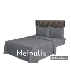 GENERICO - Juego De Sabanas 2 plaza + 2 Fundas D Almohadas Gris