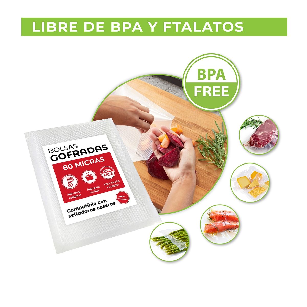 GENERICO - 100 Bolsas Sellado al Vacío Gofrada 20x25 cms