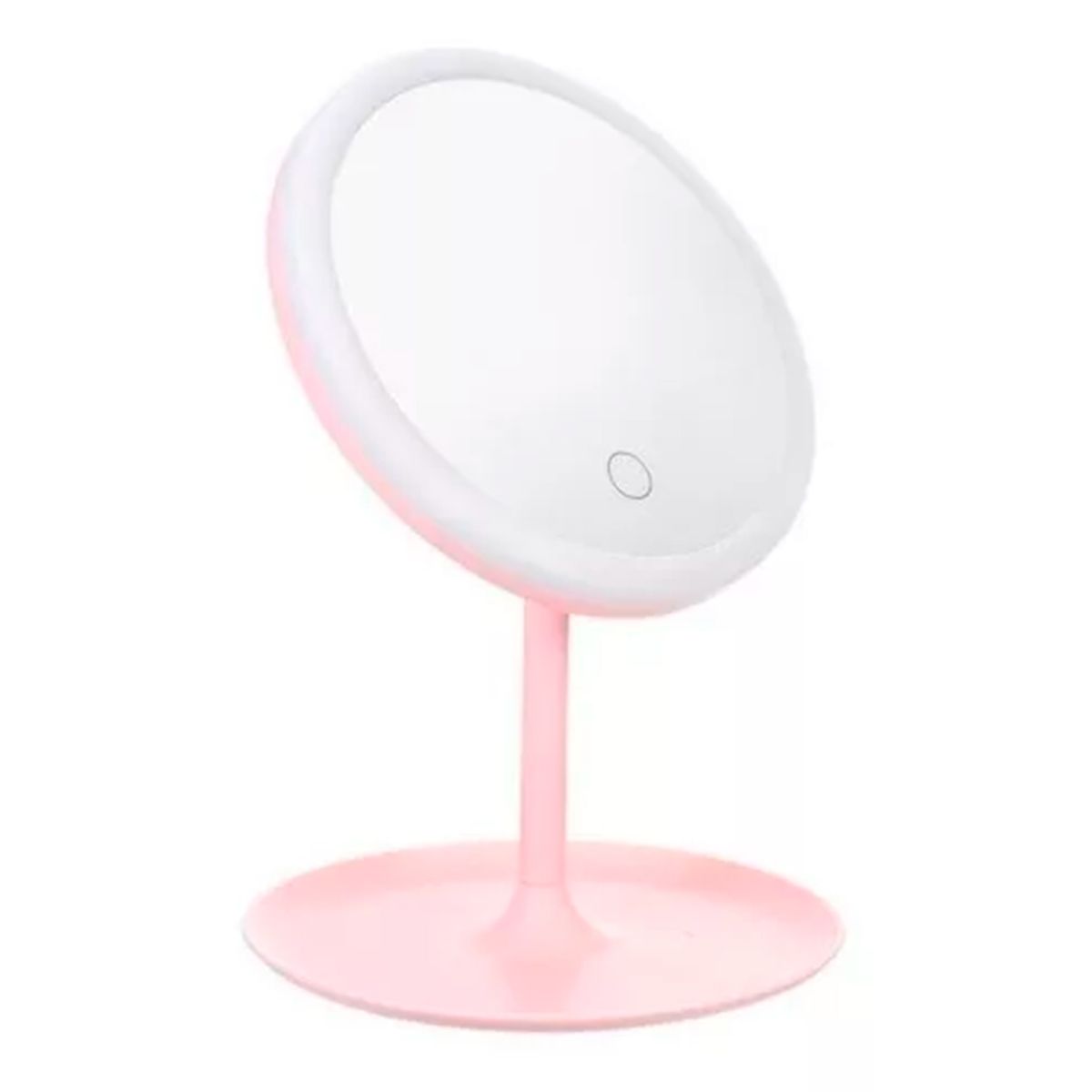 GENERICO - Espejo Con Luz Led Usb Rosado Plegable Redondo