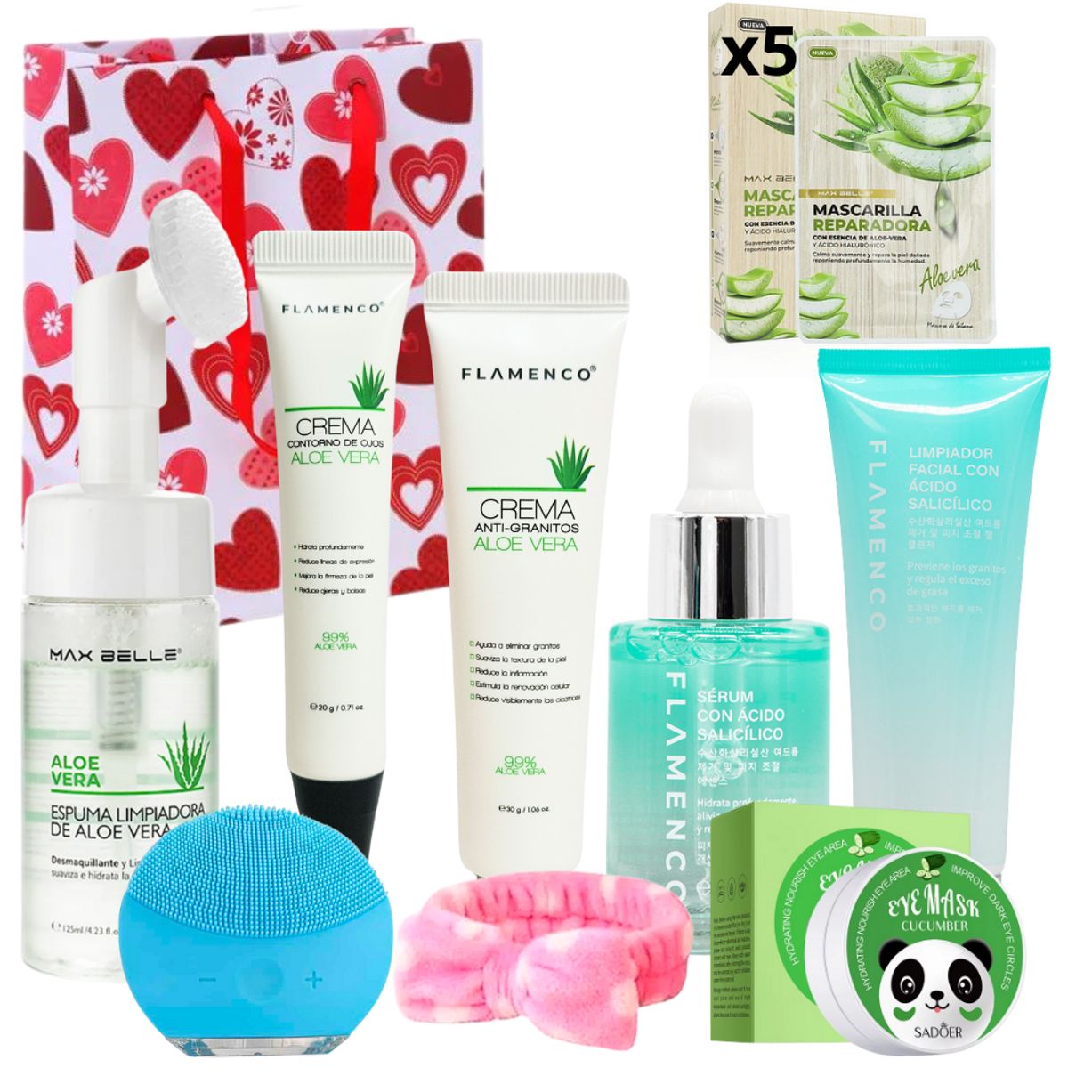 FLAMENCO - Set Skin Care Aloe Vera Serum Tonico Locion Hidratacion Profunda
