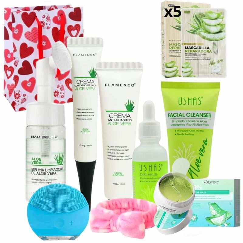 FLAMENCO - Set Skin Care Aloe Vera Serum Tonico Locion Hidratacion Profunda