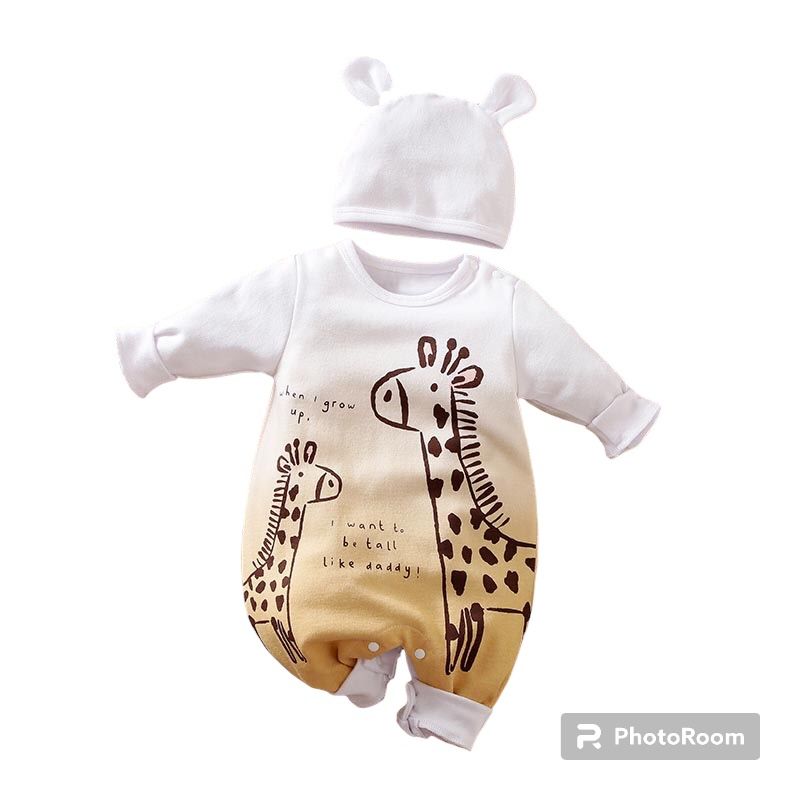 ANGO - Enterito bebe Unisex Jirafas incluye gorro