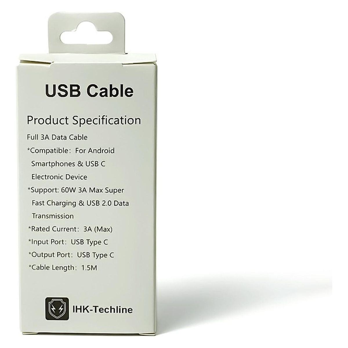 IHK TECHLINE - Cable C-C 1,5metros Carga Rápida Para Android y Iphone 15