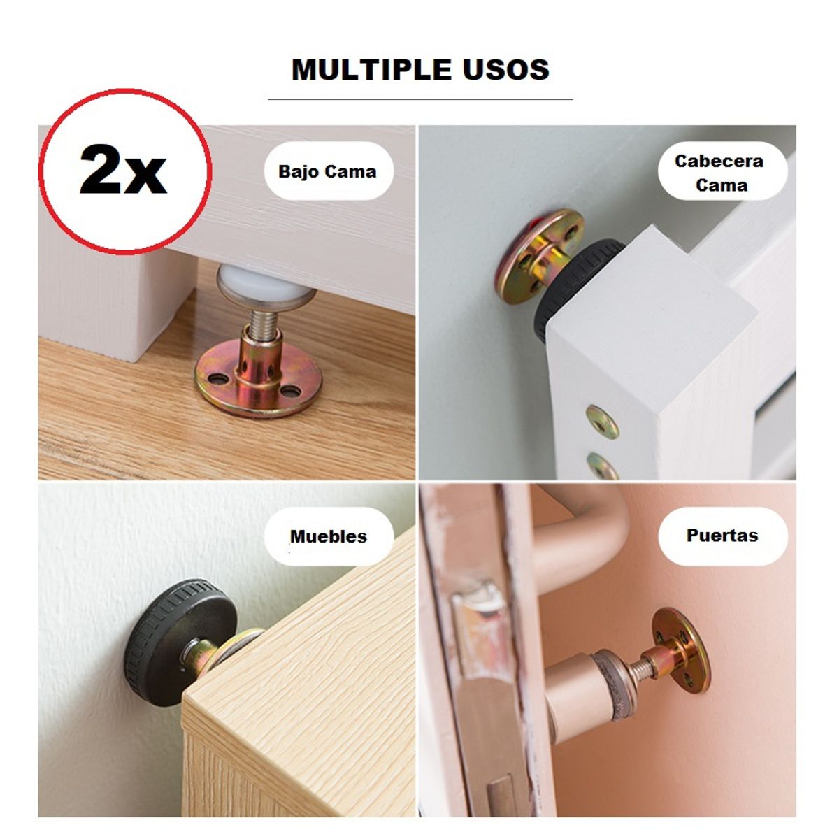 GENERICO - 2 Tope De Cama Puerta Mueble Ajustable Antivibración Pequeño