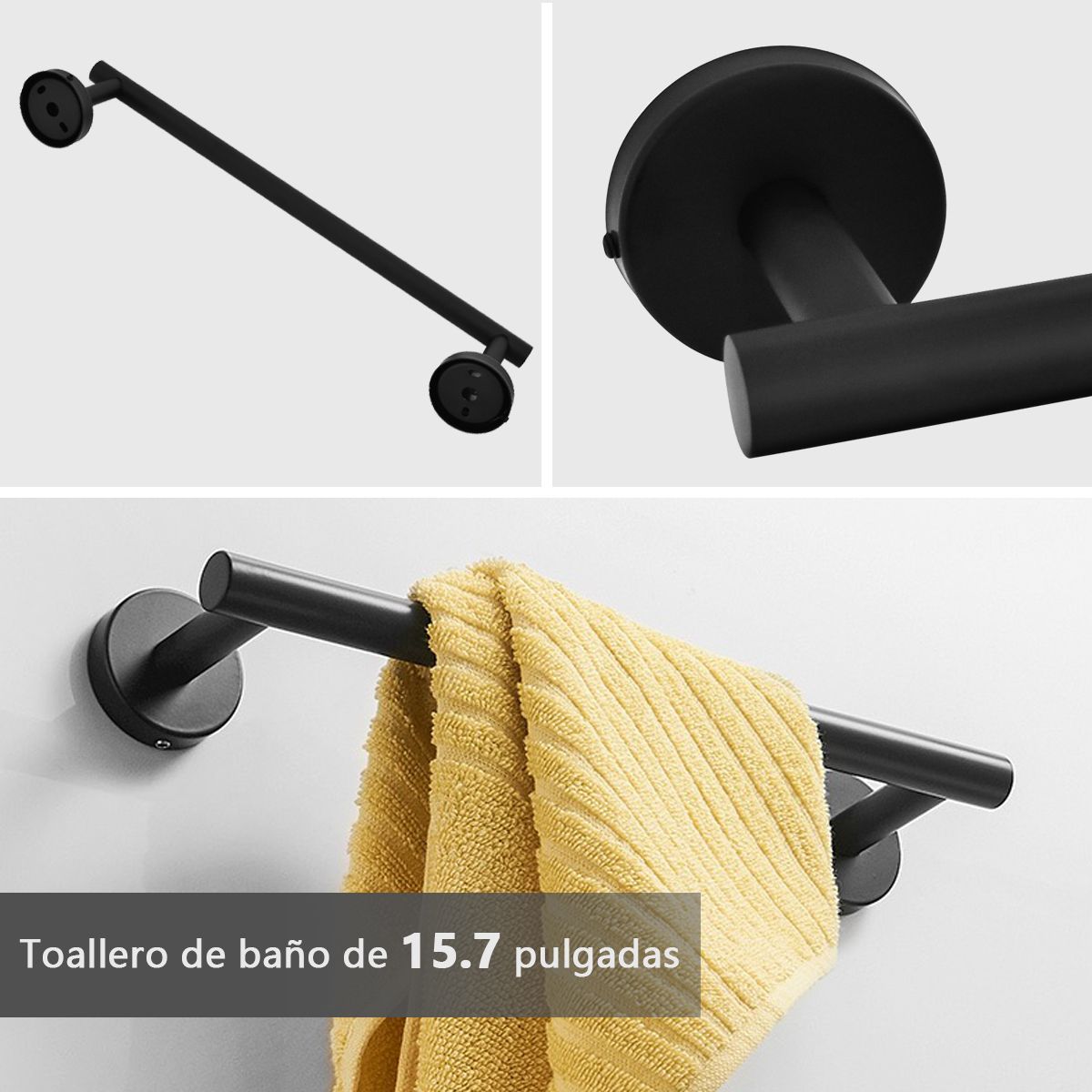 AIZO - Negro Set De 5 Accesorios De Baño Acero Inoxidable