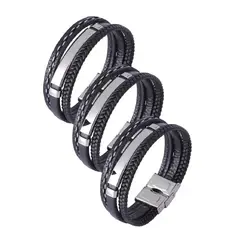 GENERICO - X3 Pulseras Brazalete Vikingo Pulsera Cuero Hombre Mujer
