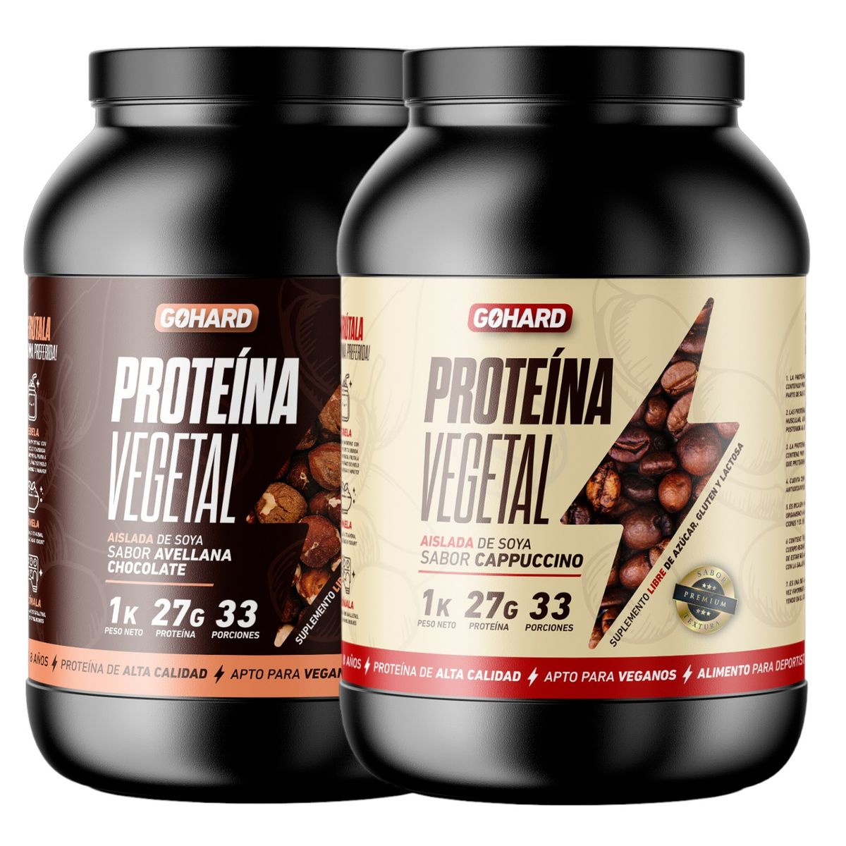 GOHARD - PACK PROTEINAS GOHARD 2KG EN TOTAL 66SV CHOCOLATE AVELLANA - CAPUCCINO