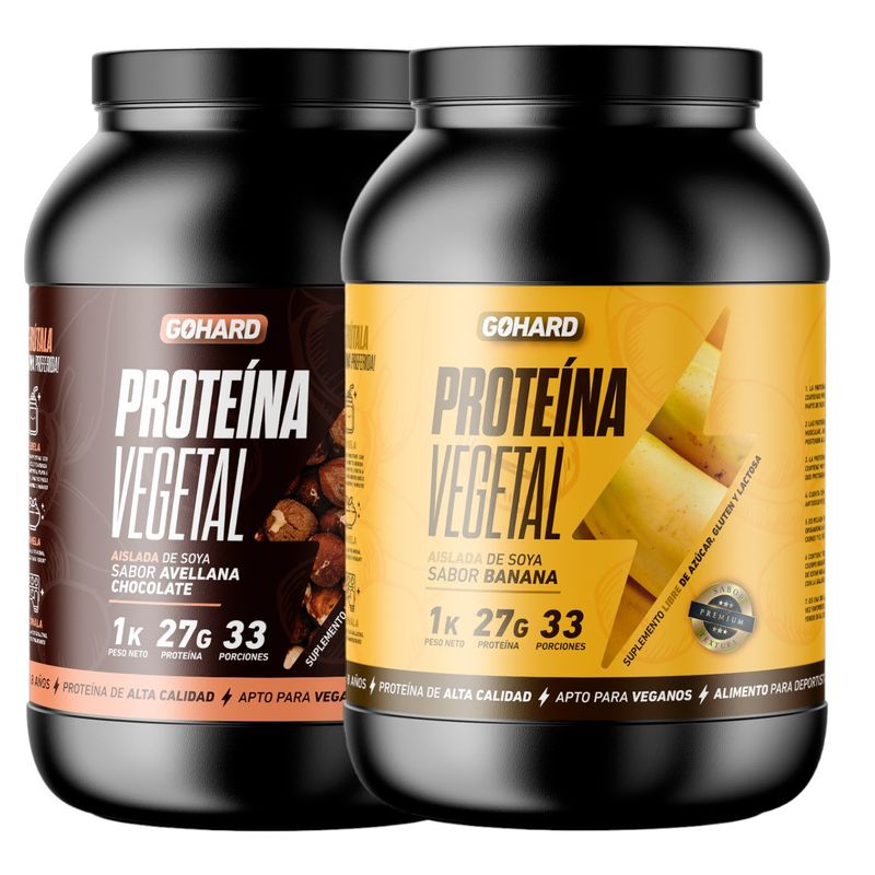 GOHARD - PACK PROTEINAS GOHARD 2KG EN TOTAL 66SV CHOCOLATE AVELLANA - PLATANO