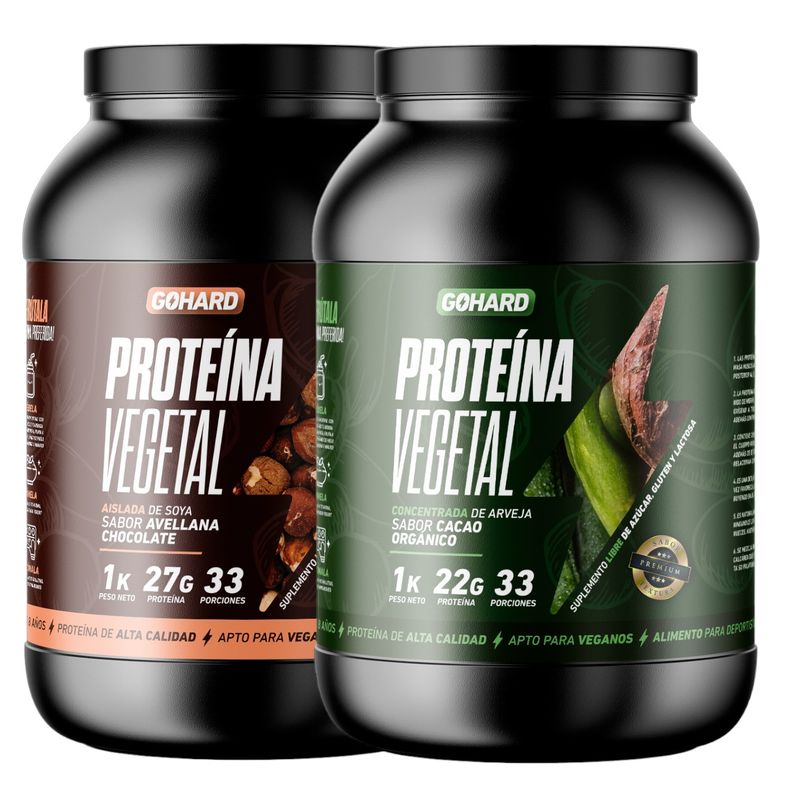 GOHARD - PACK PROTEINAS GOHARD 2KG EN TOTAL 66SV CHOCOLATE AVELLANA - ARVEJA